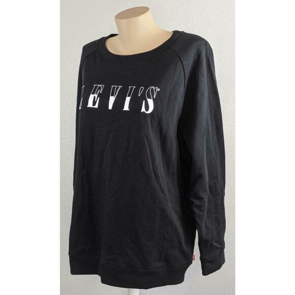 Levi's Sweatshirt Logo Black 1X Crewneck Staple Relaxed Lightweight Comfy Casual - Picture 2 of 7